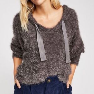 Free People Fuzzy Gray Hoodie